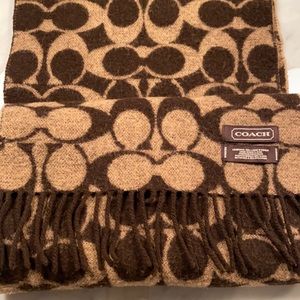 COACH WOOL SCARF - REVERSIBLE TOO! Brown and Tan. Lambs wool 100%